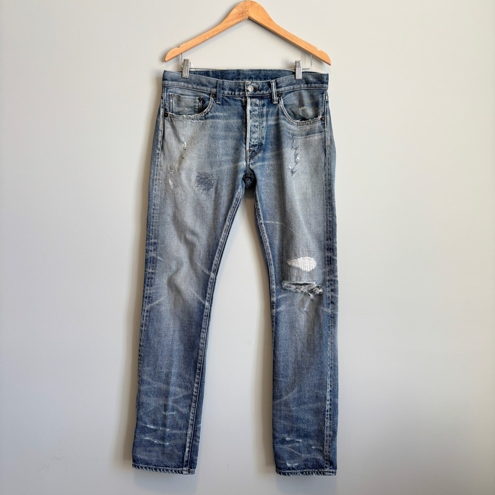 Fabric Brand & Co Jeans Selvedge Denim Slim Fit Zamir Grunge Distressed Size 32